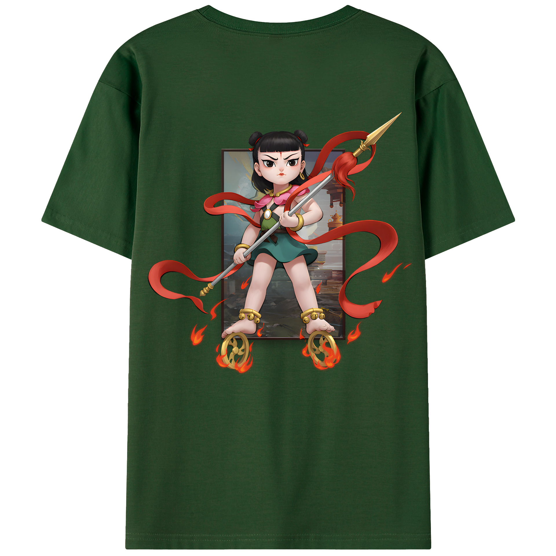 （画像用） Ne Zha 2 ナタ 魔童の大暴れ 綿100％半袖Tシャツ（背面プリント）